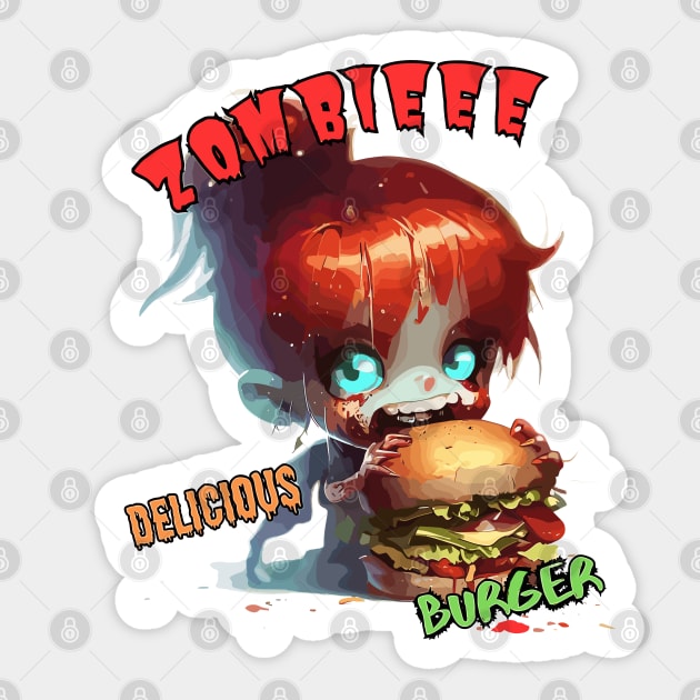 Zombie delicious burger, zomburger, zombie burger Sticker by TomFrontierArt